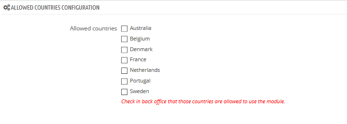 List of authorized countries