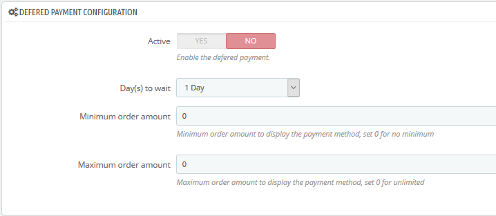 Deferred payment option